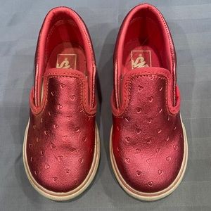 Pink with hearts slip on Vans